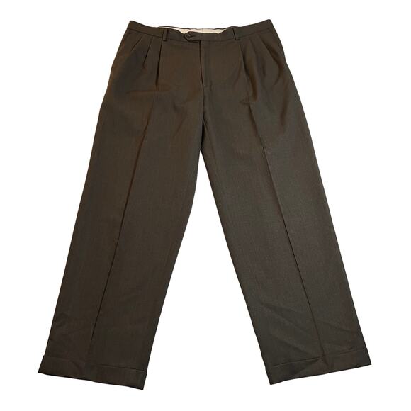 Pronto Uomo Men's 100% Wool Pleated Front Straight Leg Pants Size 40 Office - Picture 1 of 13